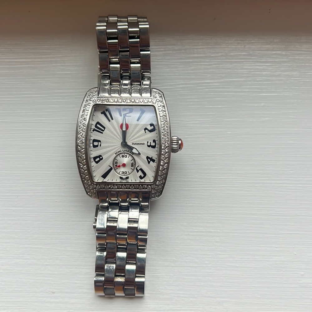 MICHELE Mini Urban Stainless Steel and Diamond Ladies Watch (N02757SS)